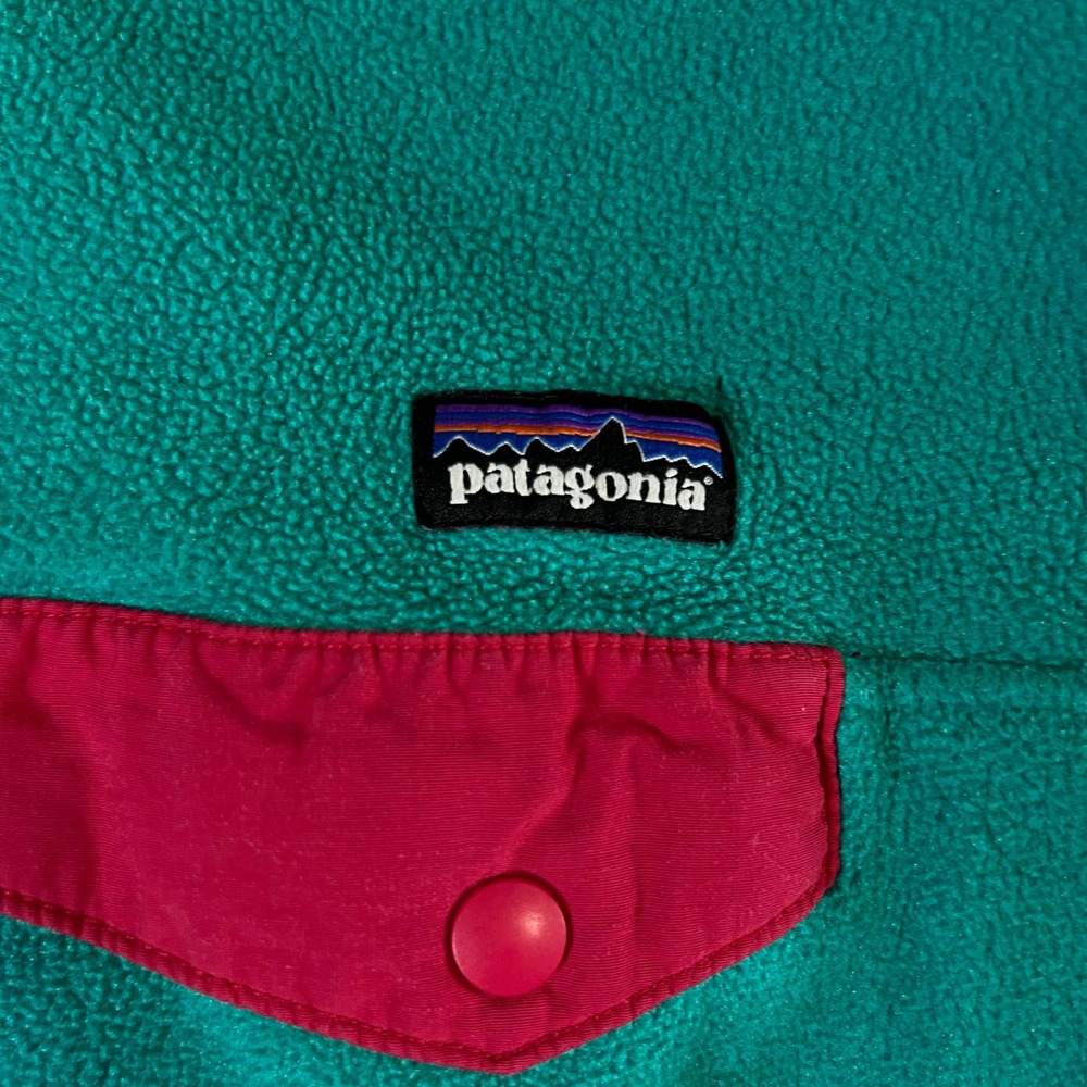 Patagonia Synchilla Fleece Pullover Teal Pink Trim Snap-T Women's Large - Picture 11 of 13